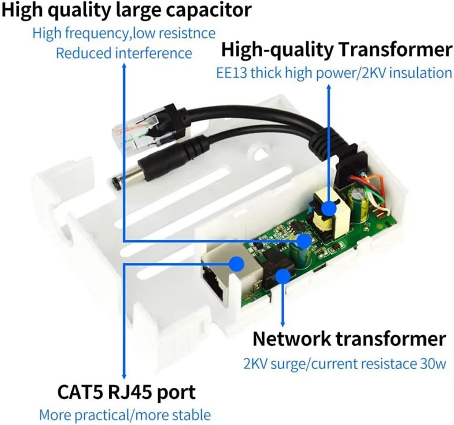 Active POE Splitter Waterproof 48V POE 10/100M Input to DC Output 12V (Size : Waterproof Splitter)