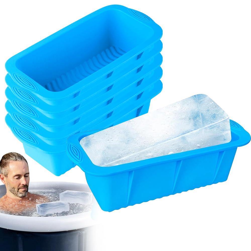 6Pcs Large Ice Cube Tray, Silicone Ice Cube Trays, Big Ice Cube Moulds for Freezer, Easy Release Reusable Giant Trays, Suitable for Bathing, Frozen Food, ice Bucket, ice Cream (Blue)