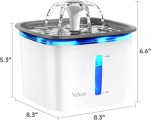 Vista 8 de Veken Fuente para mascotas de 95 oz/2.8 L, dispensador automático de agua para gatos y perros, con filtros de repuesto para gatos, perros, múltiples