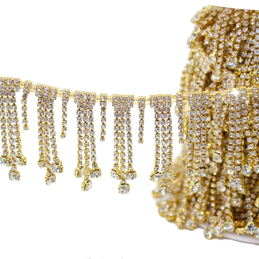 Chaîne à franges strass pour personnaliser vos accessoires et chaussures de mariage dorés