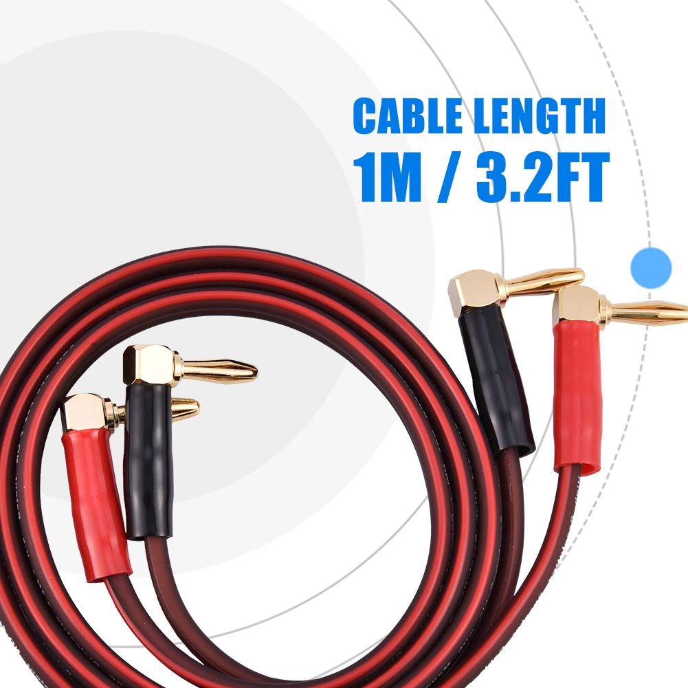 YOUTHINK Speaker Cable Wire, Red Black Pure Copper Right Angle L Type Banana Plugs Line Wire for Home Decoration, Conference Room and Public Place