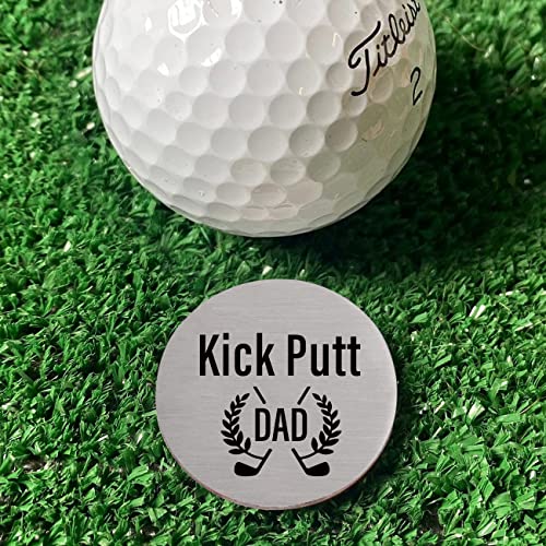 Kttgyre Funny Stainless Steel Golf Ball Marker - Kick Putt Dad Golf Ball Marker With Hat Clip, Novelty Golfing Golf Accessories Gifts For Husband, Dad, Father, Papa, Grandpa, Coworker, Golf Lovers #TOP4