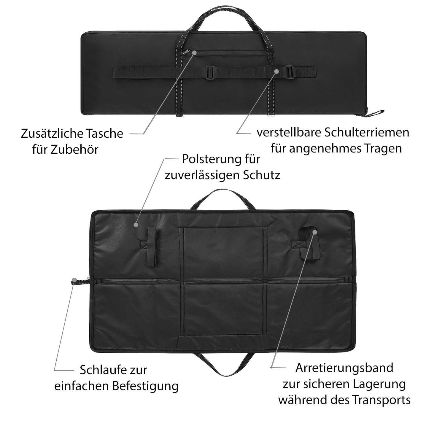 Waffentasche 80/100 cm für Airsoft Gewehr (Gewehrfutteral/Gewehrtasche) abschließbar und gepolstert | Softair Tasche Waffen Futteral mit verschließbaren Außentaschen und Tragegurt