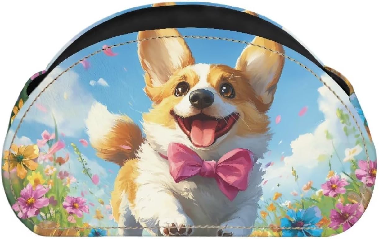 Cute Corgi Dog Bow Tie Print Remote Control Holder with 5 Compartments, Lightweight Office Desk Organizers - Couch/TV Stand/Bedside Table/Home Theater Accessory - Desktop Caddy