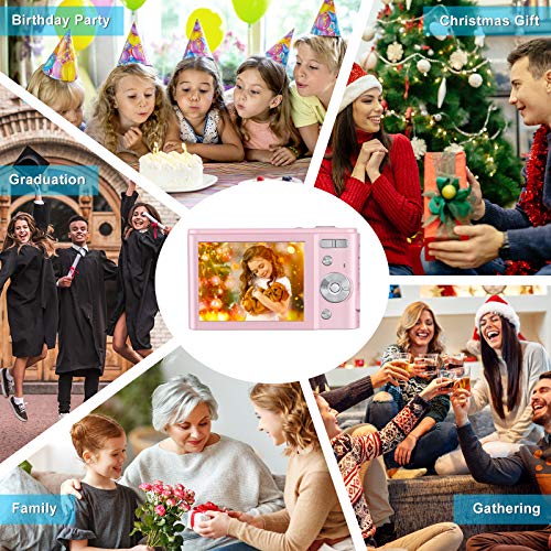 2.7K Digital Camera AiTechny Vlogging Camcorder 44MP Kids Camera, 16X Digital Zoom Compact Camera, Rechargeable Mini Camera for Kids Beginners, Birthday Gifts (Pink) - Thumbnail 6