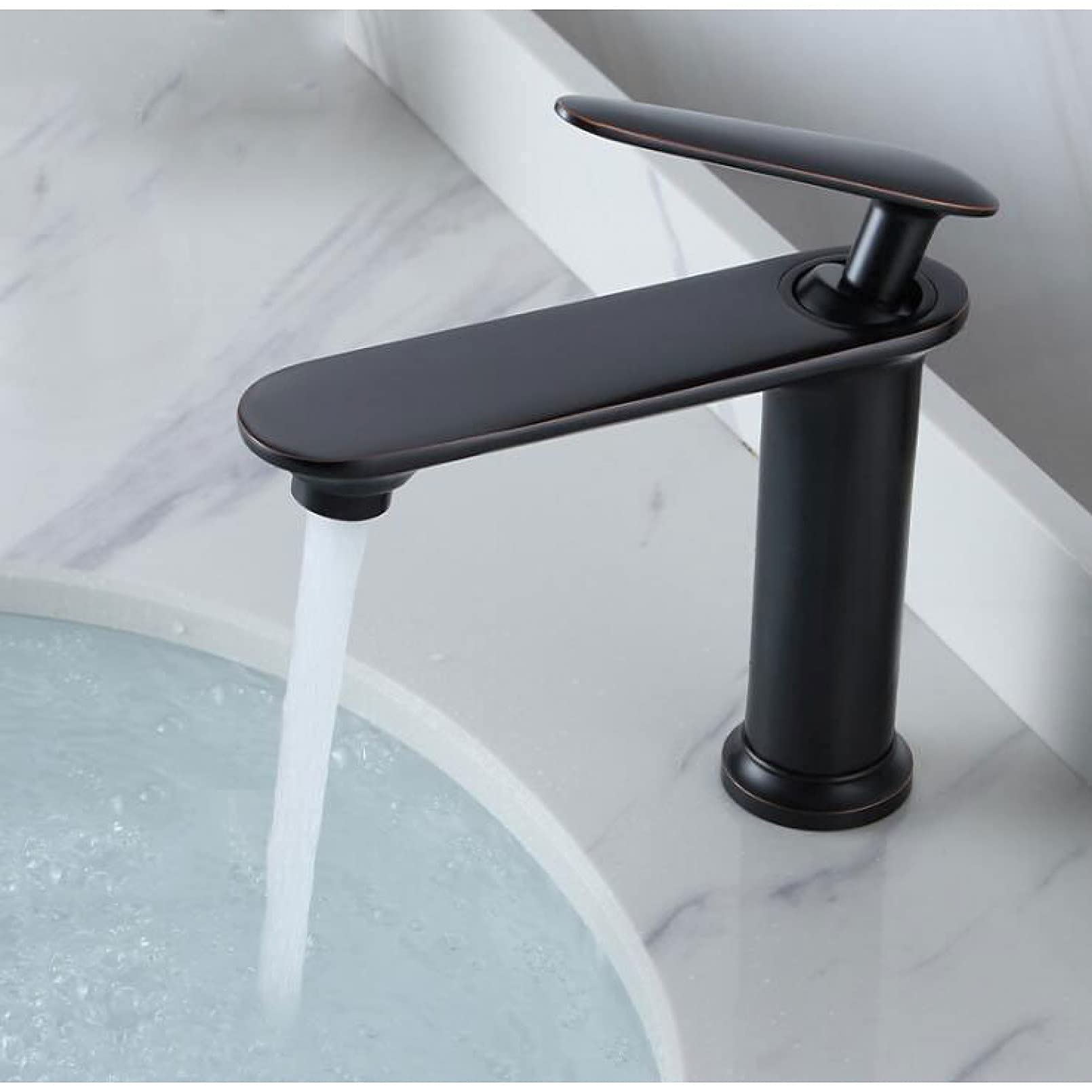 Rubinetti da cucina per lavello ， Rubinetto per lavabo Rubinetto per lavabo da bagno in ottone Rubinetto monoforo per lavabo caldo e freddo Rubinetto per lavabo per uso domestico,Orb Black Comfortable