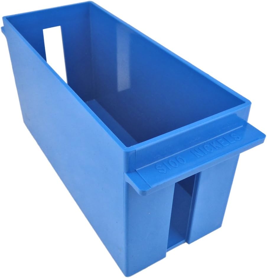Extra-Capacity Rolled Coin Plastic Storage Tray, Nickels, Blue (5 Trays)