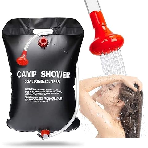 PUTAII Solardusche Camping, 20L Campingdusche Solardusche Tasche Tragbare Outdoor Warmwasser Dusche Camping Dusche Reisedusche mit Duschkopf, Schlauch und Seil zum Aufhängen Cover