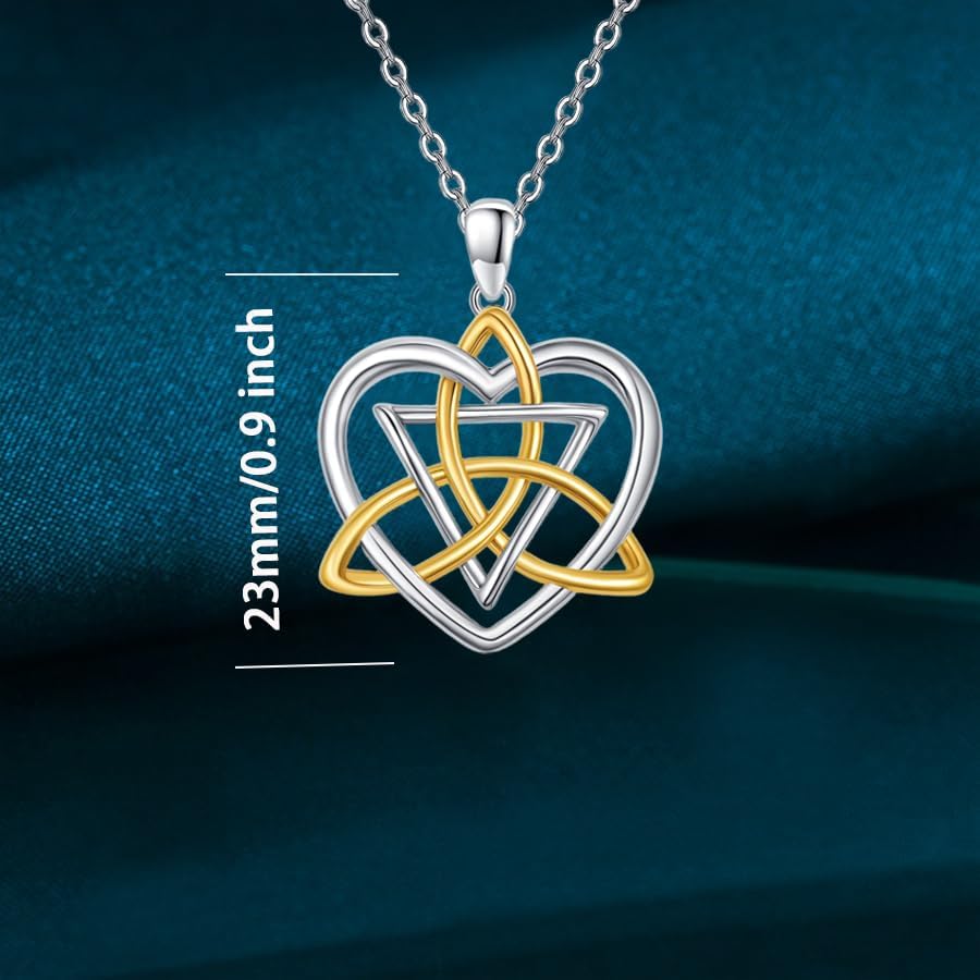 Irish Celtic Knot Necklace Sterling Silver Good Luck Irish Vintage Triquetra Trinity Celtics Love Knot Pendant Necklace Gifts for Women Mother - Image 3