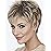 SEVENCOLORS Short Pixie Cut Wigs for White Women Mixed Blonde Short Wigs with Brown Roots Synthetic Natural Hair Wigs for Women