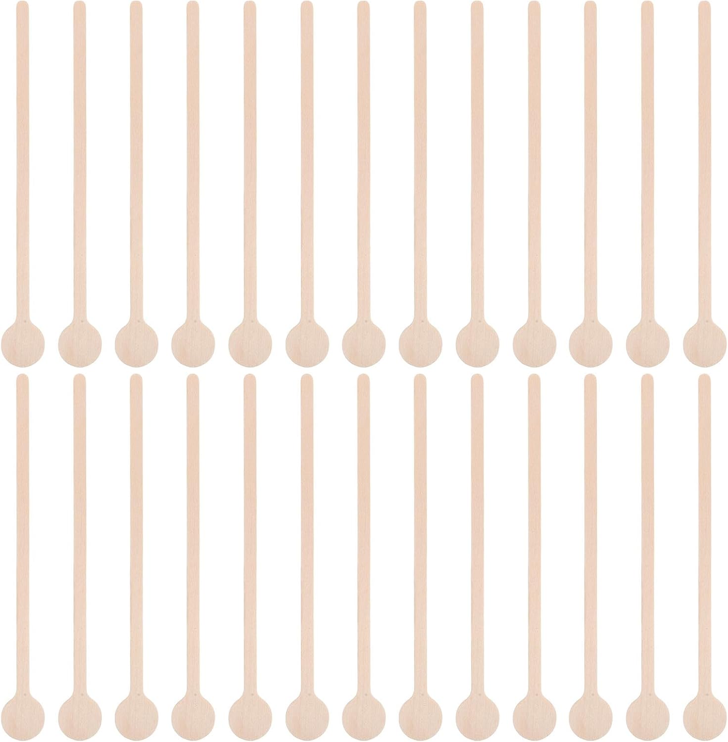 100pcs Wooden Coffee Stirrer Sticks with Rounded Ends, Natural Wood Drink Mixer Rods for Coffee, Tea, Milk, and Cocktails, Disposable Beverage Stirring Sticks for Cafes
