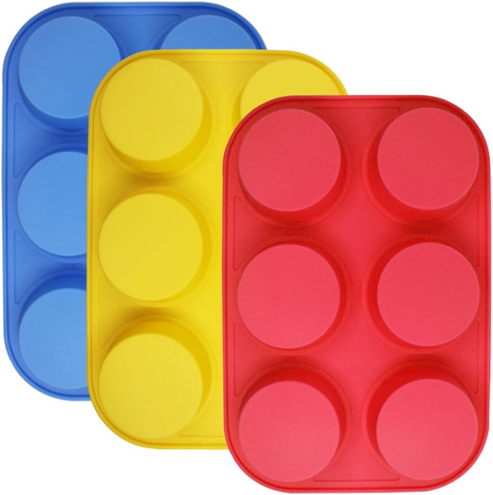 6-Cup Silicone Muffin Mold, SourceTon 3 packs of Muffin Pan, Non-Stick Baking Pan, Flexible, Cupcake Pans, Oven