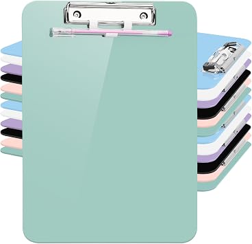 1 PCS A4 Clipboards,Plastic Clipboard with Pen Holder,Clip Boards 8.5x11 with Low Profile Clip,Cute Hanging Clipboard for School Office Supplies Clipboards for Kids,Portable Clip Board-Grayish Green