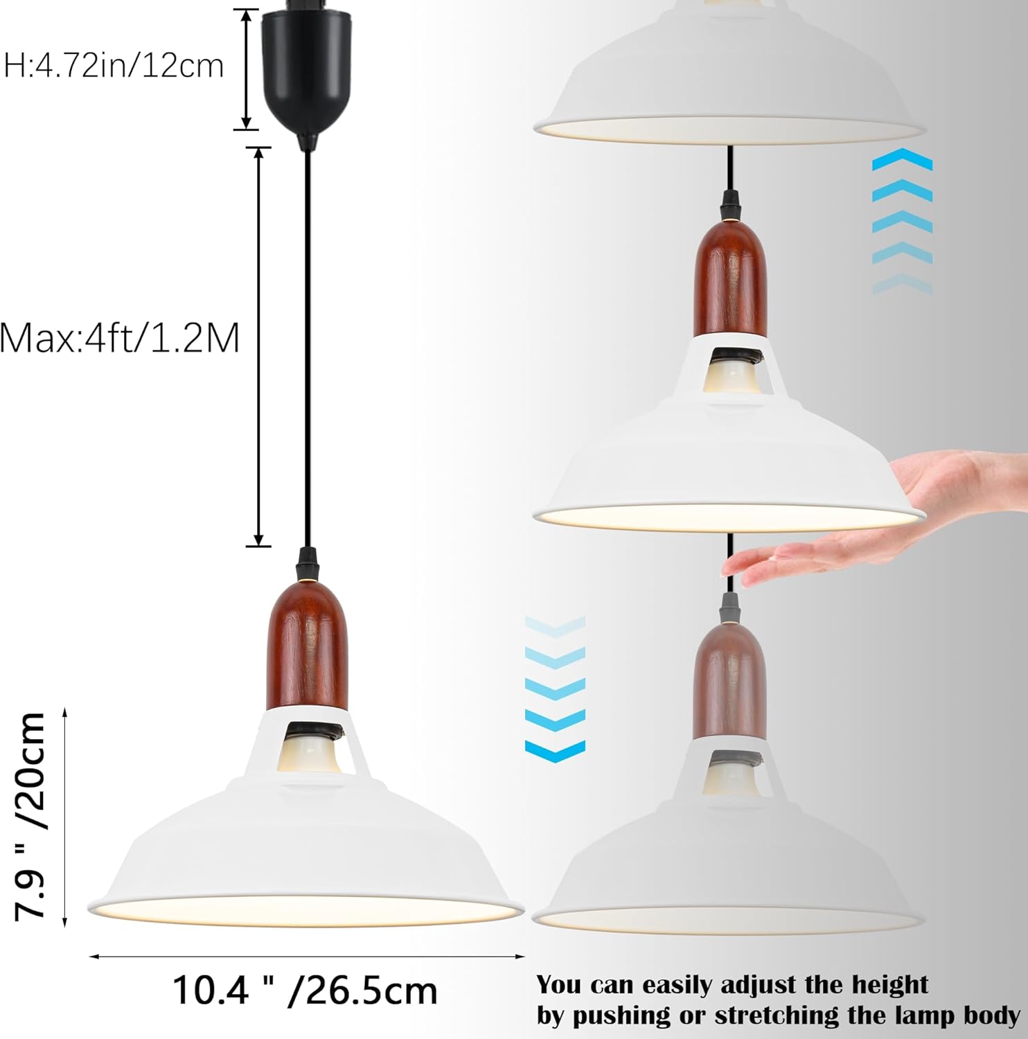 Adjustable Height Halo Track Lighting Pendants, H-Type Track Lighting Pendants with Macaron White, E26 Smart 7W LED Bulbs Track Mount Pendant Light Ornament for Kitchen Island, 4 Ft Cord