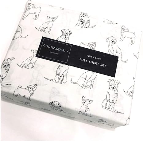 Amazon Cynthia Rowley 4ピース フルスケッチ子犬 犬用シーツセット 犬好き お手入れが簡単なコットン100 キッズ ジュニア用寝具 オンライン通販