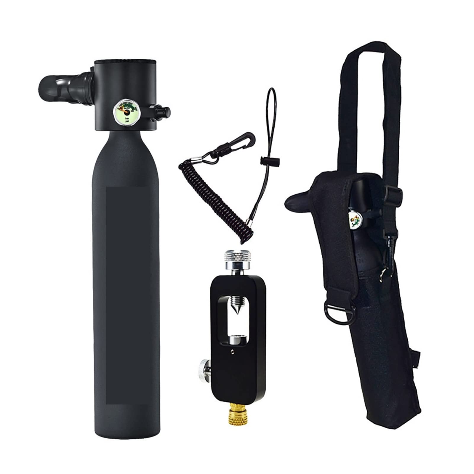 Sprzęt do nurkowania Sprzęt Do Nurkowania 500 ML Respirator Nurkowy Podwodny Awaryjny Zbiornik Tlenu Zapasowy Podwójny Zestaw Butli Do Nurkowania Korzystanie z bezpieczniejszego(Nero)