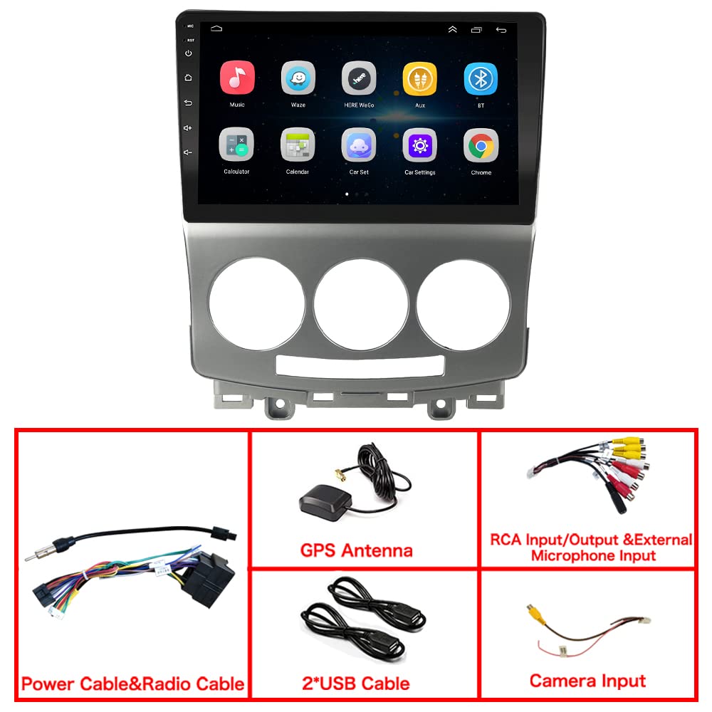 LEXXSON Carplay Radio Android Auto para Mazda 5 2005-2010, con Pantalla táctil capacitiva de 9 Pulgadas Control del Volante GPS Navegación Bluetooth WiFi Integrado Reproductor USB 2+32G