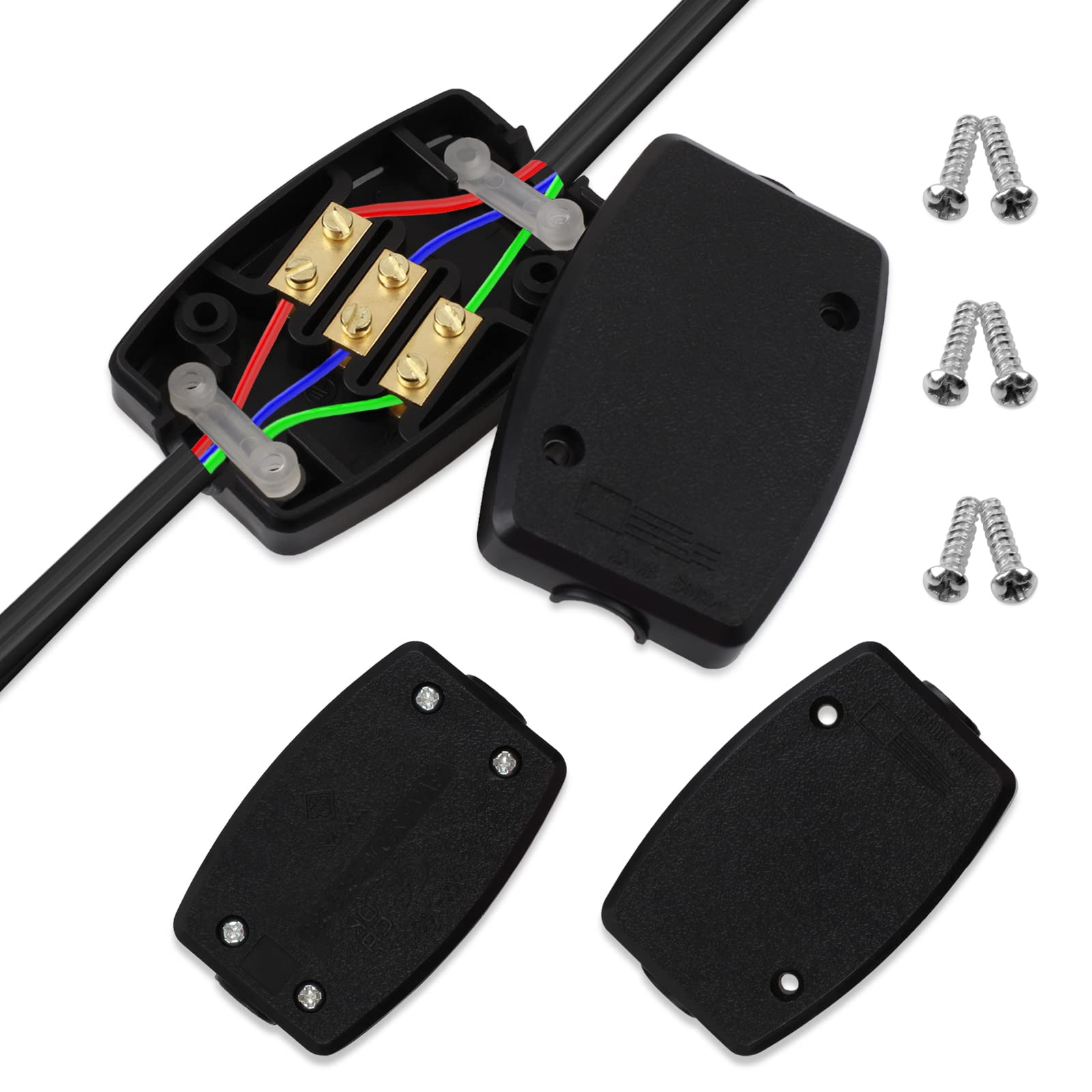 Buy 3Terminal Electrical Junction Box, funvce 3 Pack Black Plastic