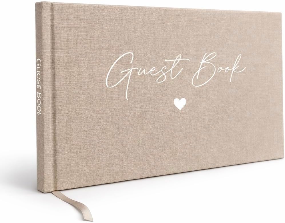 Guest Book - Linen, Wedding, Birthday, Bridal Shower, Special Events - (40 Pages (80 Front to Back), Beige)