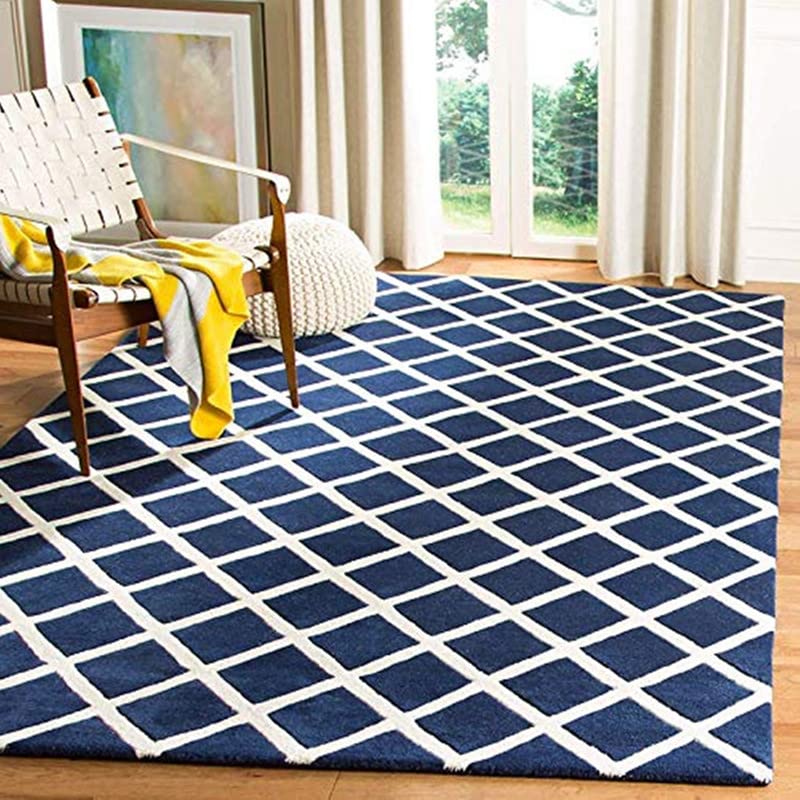 Image of Sifa Carpet Hand Made Natural Woolan Tufted Carpets Irregular Shaped Handmade Area Rugs, for Your Room Blue Color Size 5x7 feet (150x210)