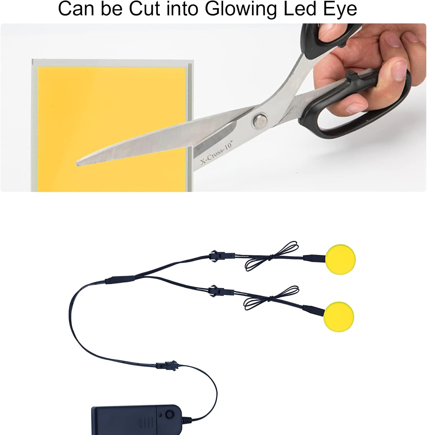 Glowing Eyes Cuttable EL Panel Electroluminescent Light Sheet Decorations Lamp Sheet with Battery Inverter (Light Yellow)