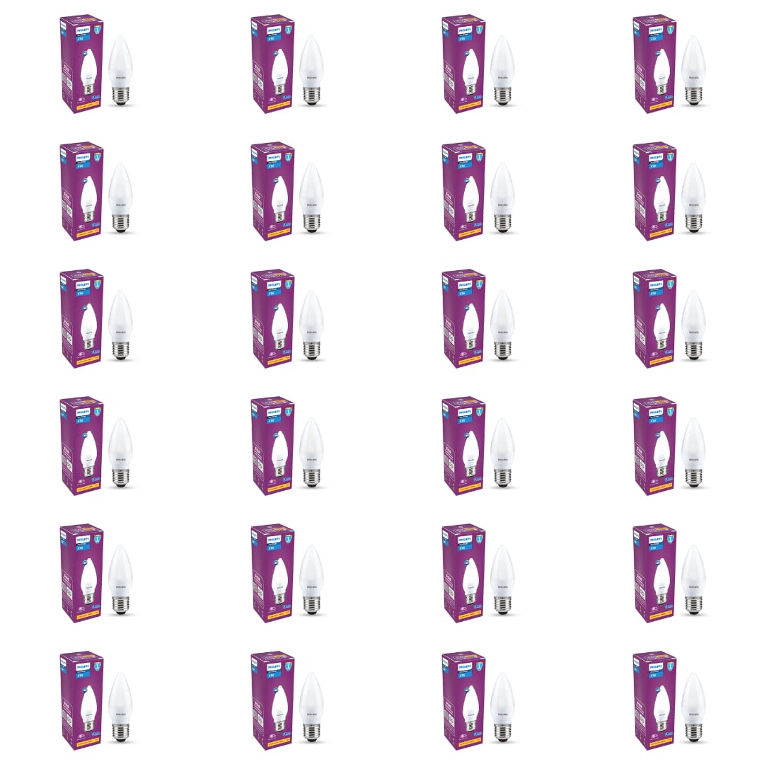 PHILIPS 4W LED Frosted Candle Bulb | Warm White 3000K | E27 Base | Energy Efficient Decorative LED Light | Soft Glare-Free Illumination | Pack of 24-image-36