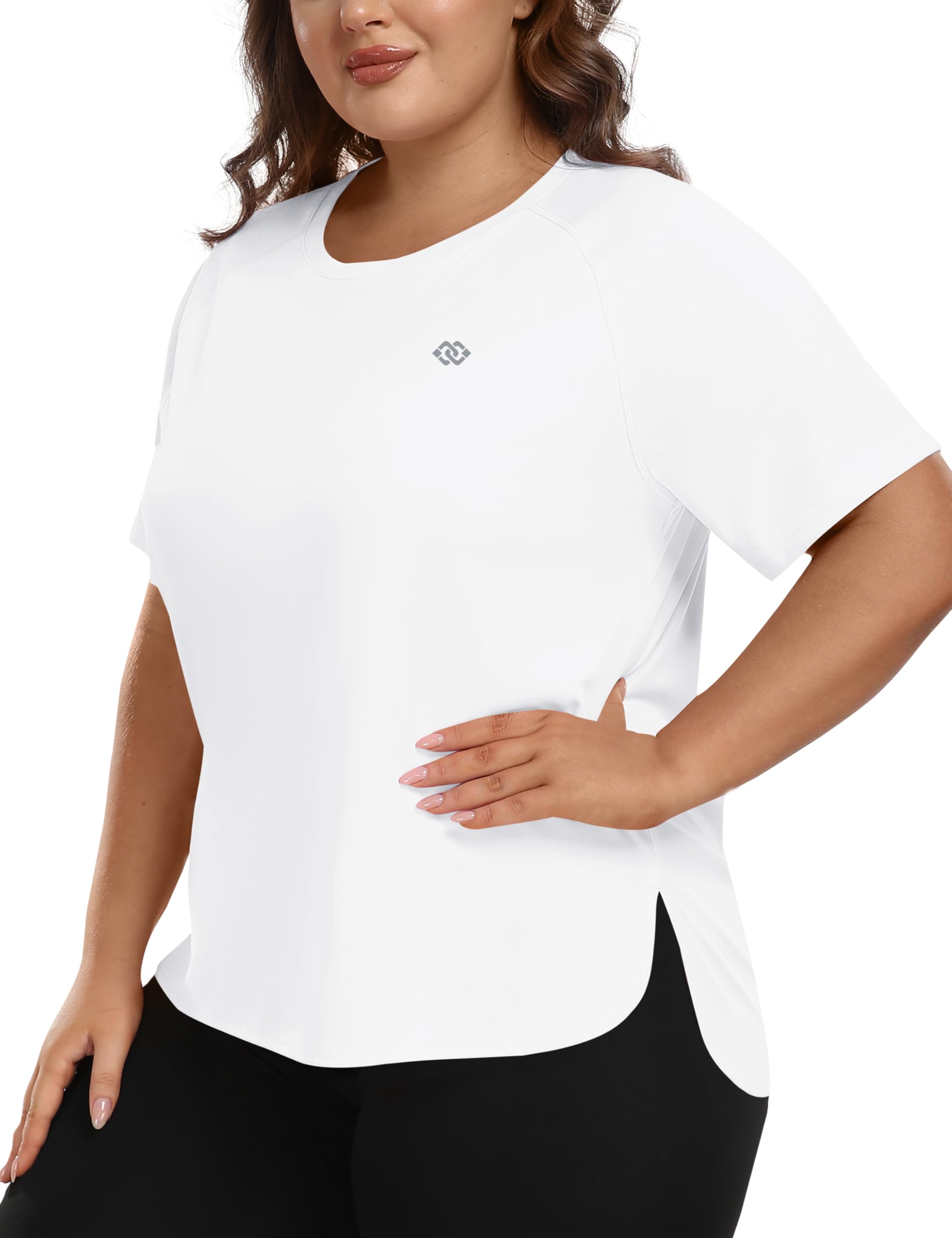 Women's Plus Size Workout Tops Loose Short Sleeve Athletic Top