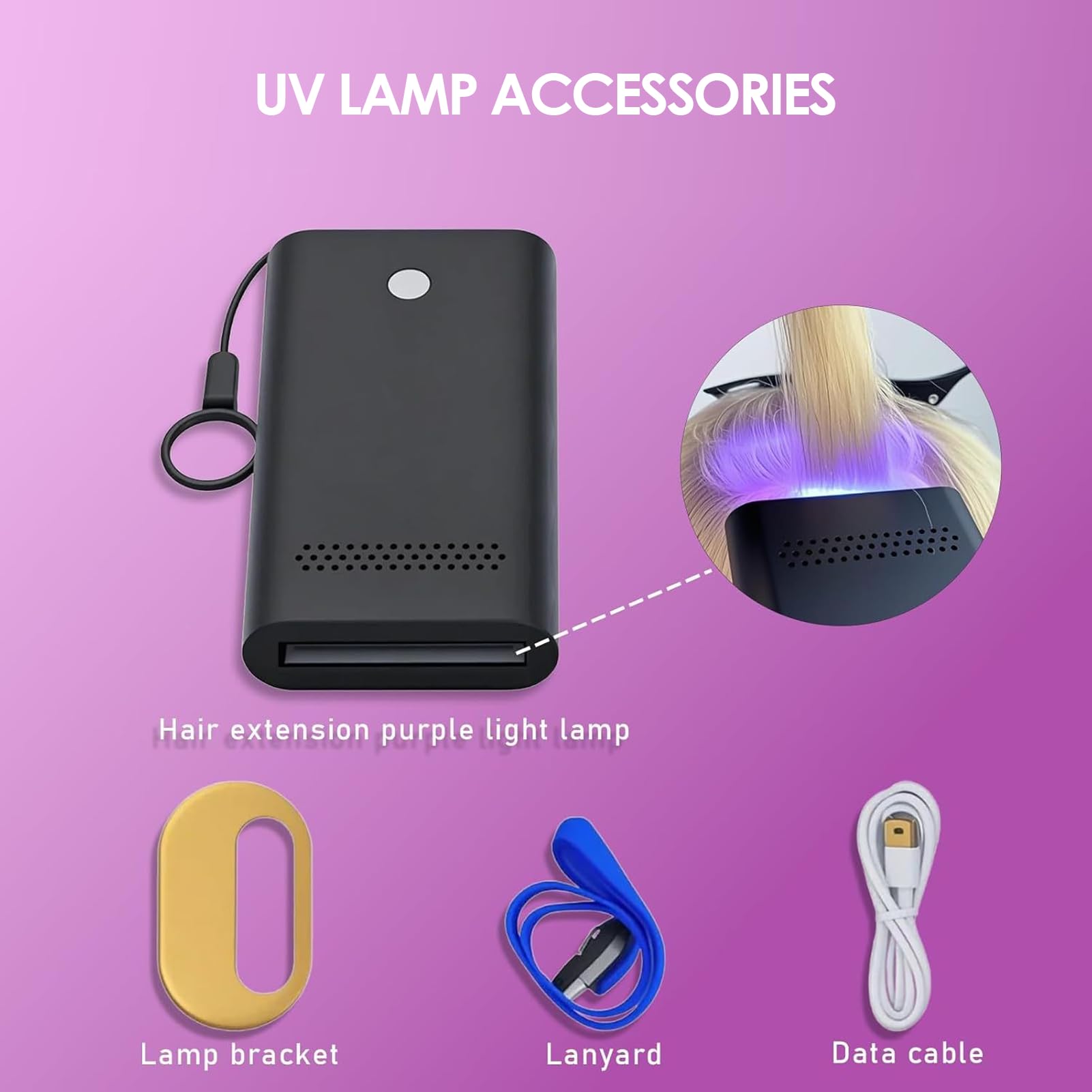 Przedłużanie WłosóW Światło UV, Przenośna Lampa UV do Przedłużania WłosóW, ładowalna Lampa UV LED 395 Nm, Lampa do Klejenia do Przedłużania WłosóW 10 W, Wbudowana Bateria 5000 MAh