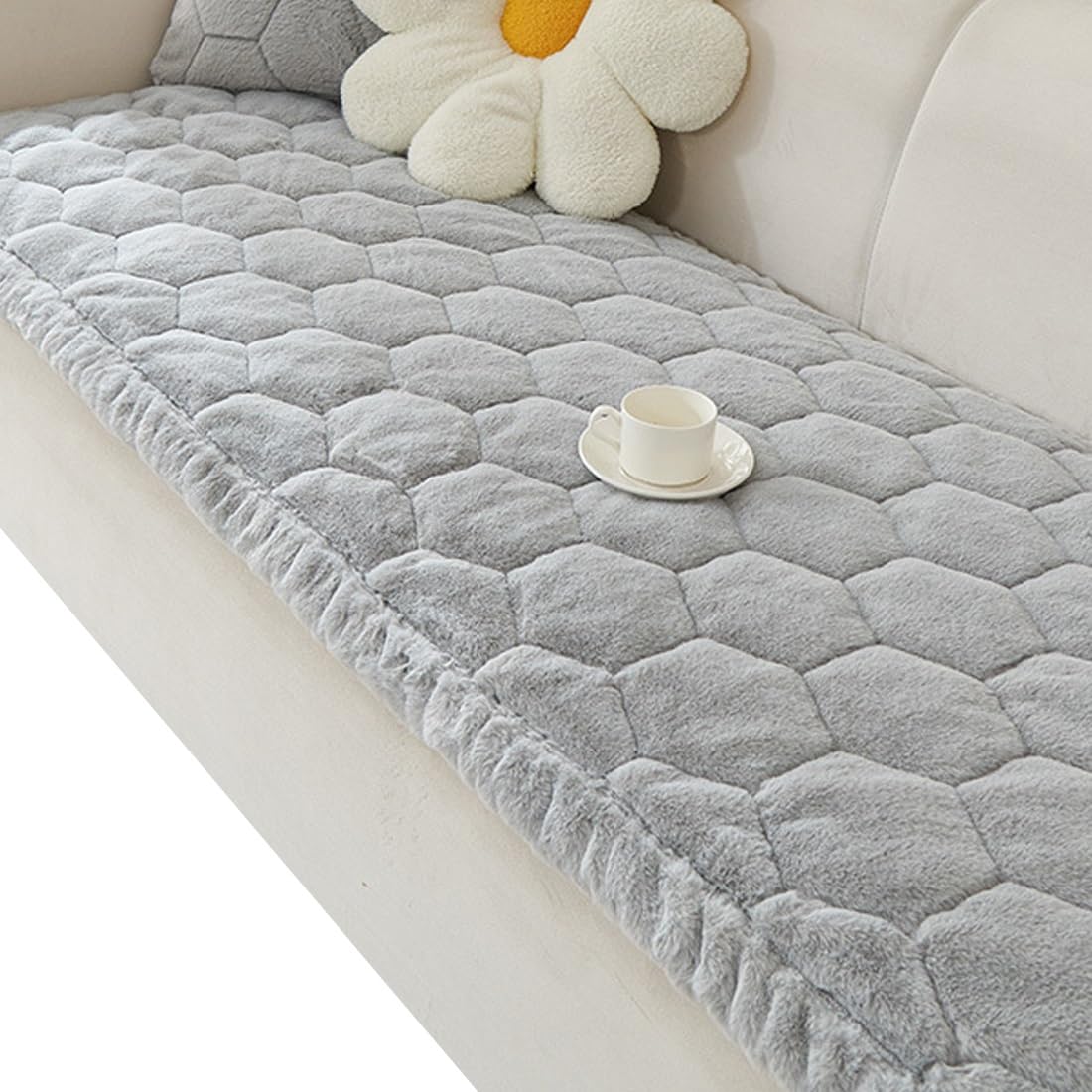 Housse de canapé antidérapante en tissu peluche gris amovible pour animaux 70x150