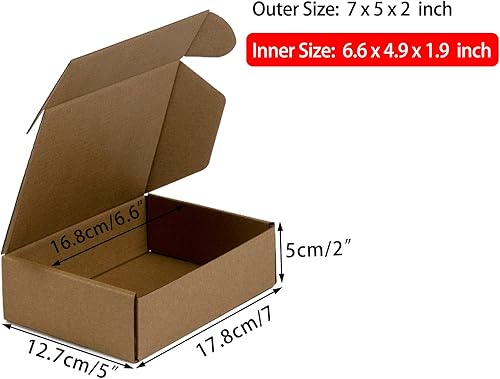 Miniatura 86 de Cajas de envío de 6 x 6 x 2 pulgadas, paquete de 25 cajas de cartón corrugado marrón para pequeñas empresas, embalaje y correo Marrón,Blanco