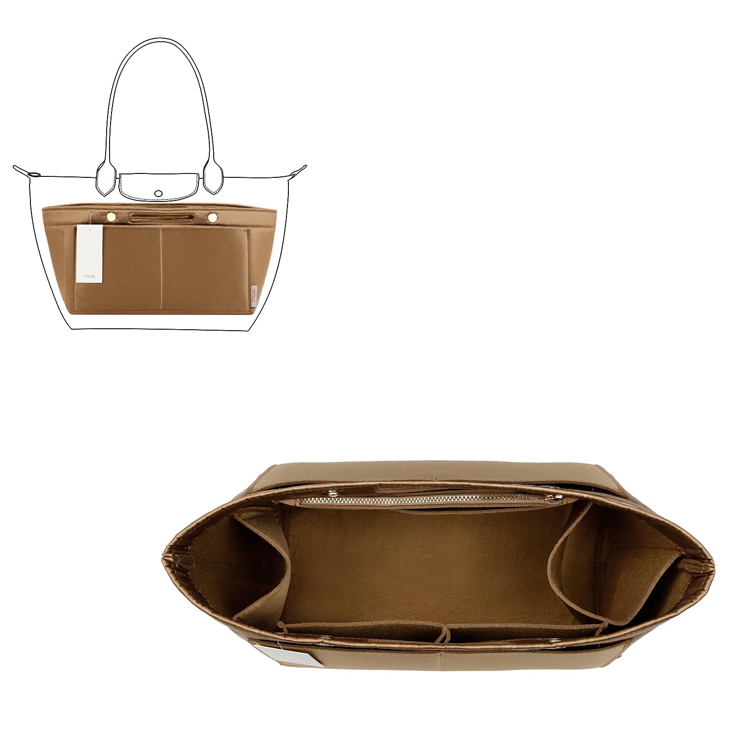 ZTUJO Purse Organizer Insert For Handbag Tote Shaper Tote Bag Organizer Insert For Speedy Neverful 6 Sizes X-Large