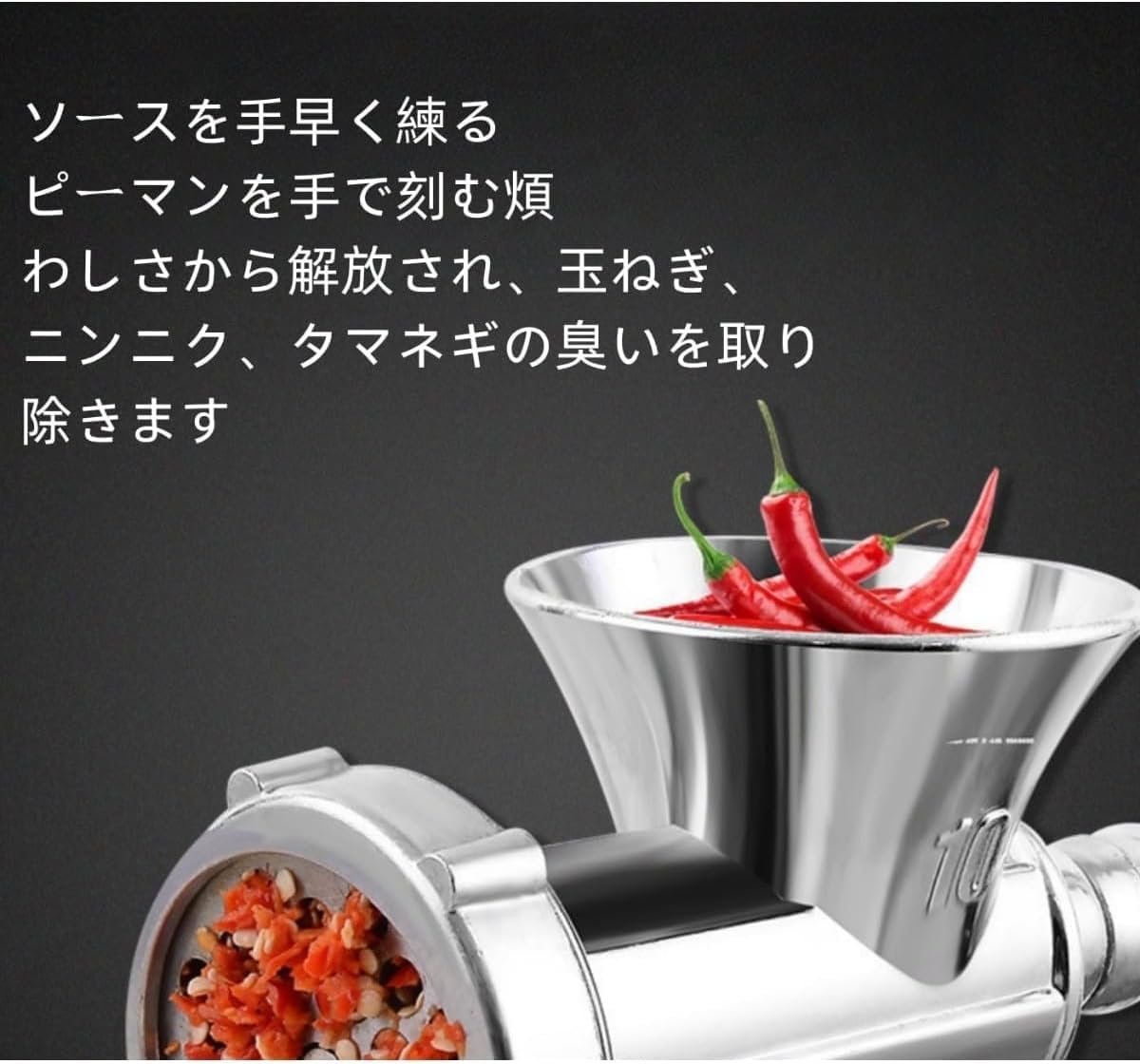 ミートグラインダー（ミンサー）【手作りソーセージ用品販売 ガーデンクック】 手動式ミンスミートチョッパー ステンレス鋼製 ソーセージ作成機能付き 水洗可能 多用途みじん切り機 肉/魚/野菜対応 家庭用簡易組立