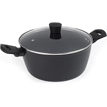 Russell Hobbs RH03266EU7 Verde Thermocollar 28cm Stockpot with Lid Healthy Ceramic Non-Stick Coating, PFAS-Free, Recycled Aluminum Body Soup Pot, Side Handles, Temperature Indicator Cookware