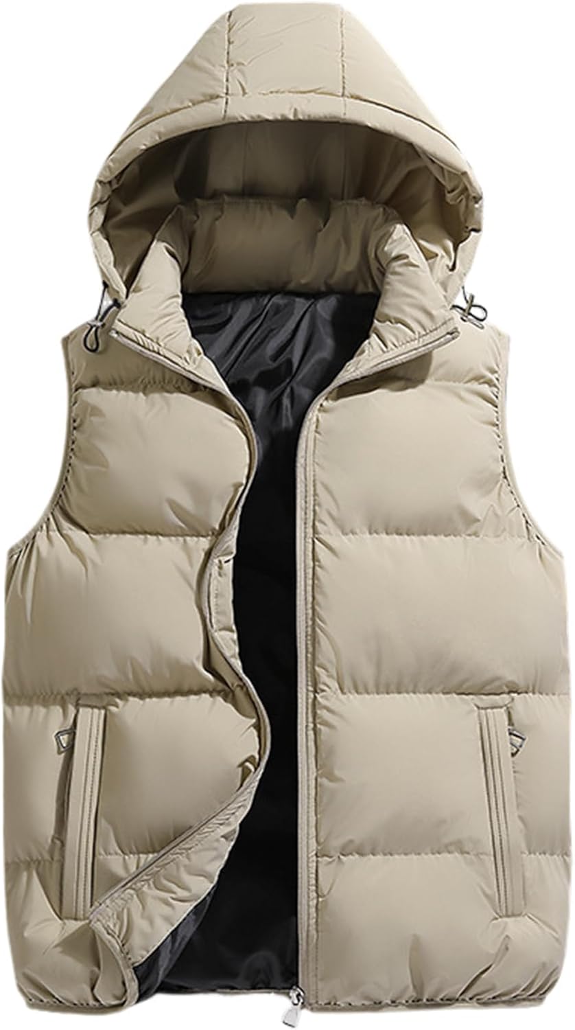 Gihuo Mens Puffer Vest with Hood Zip Up Quilted Hooded Vest