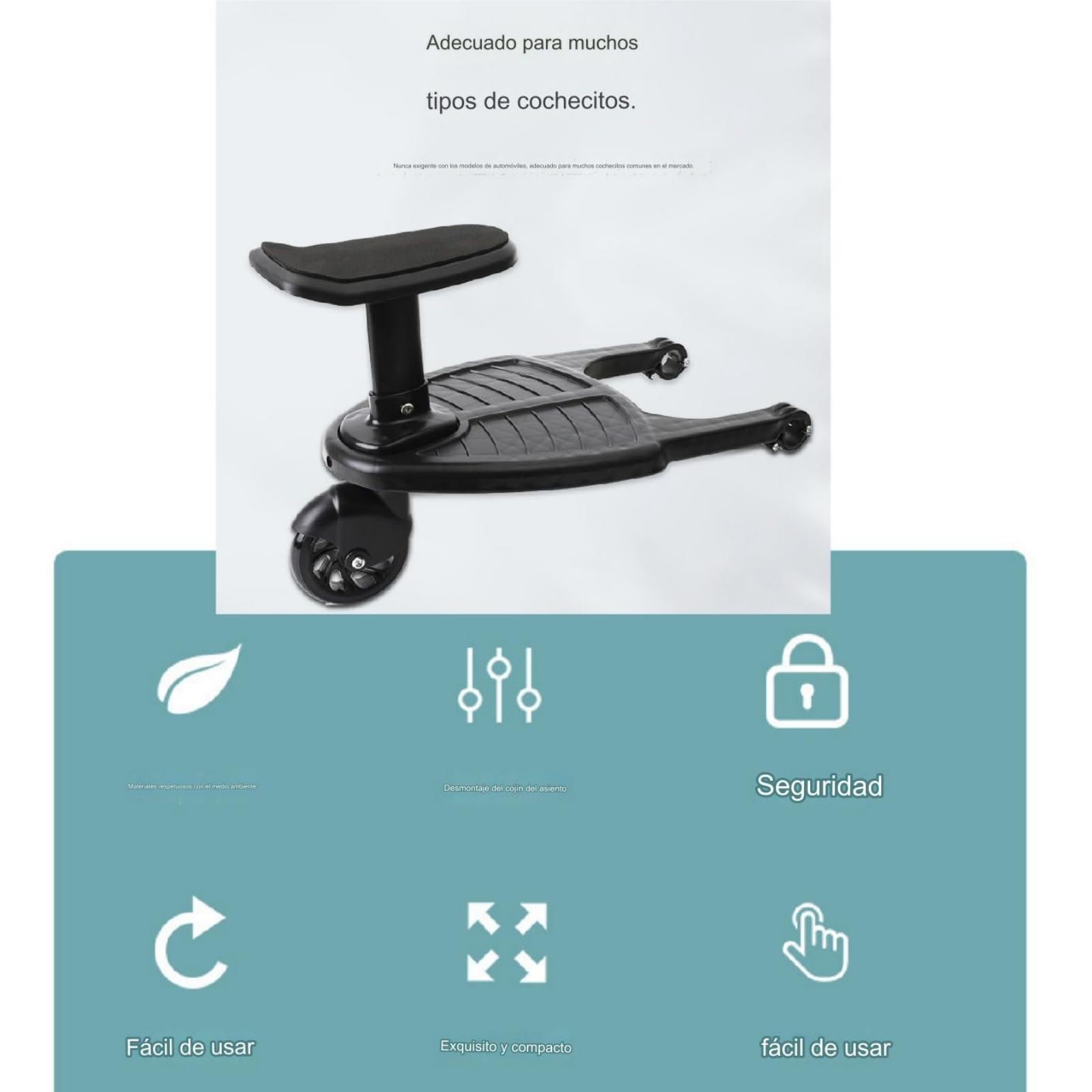 paternite Carro, Cochecito para el Segundo niño, Buggy Board con asintopaternite Carro be, Accesorios para Cochecito para los niños estanibles y Muy Adecuado para los niños de 2 a 6