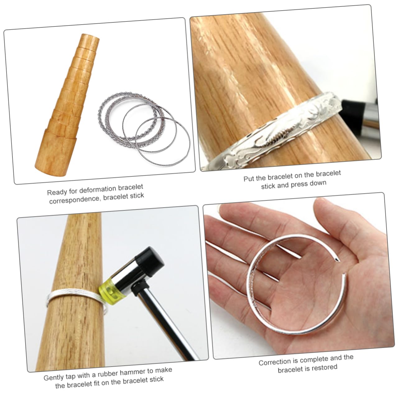 ARTIBETTER Wooden Bracelet Mandrel DIY Jewelry Making Tool Size Adjuster for Bangle Round Oval