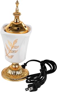 Veemoon Electric Ceramic Incense Burner Vintage Decorative Electric Censer for Home Decor Middle Eastern Style Plug Aromatherapy Burner Safe No Open Flame White
