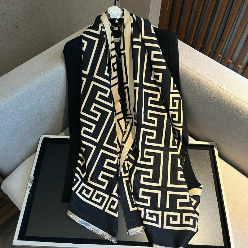 FairyCity Women's Soft pashmina Shawl Oversized Winter Warm blanket Scarf Long Cashmere Shawls Wraps Geometric patterns - Image 2