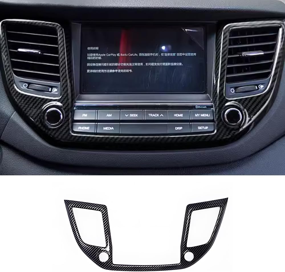 ERIDANUS Auto Accessories Fit for Hyundai Tucson 2018 2017 2016 2015 Central Console Navigation Panel Trim (Carbon Fiber Style C) ABS 1PCS