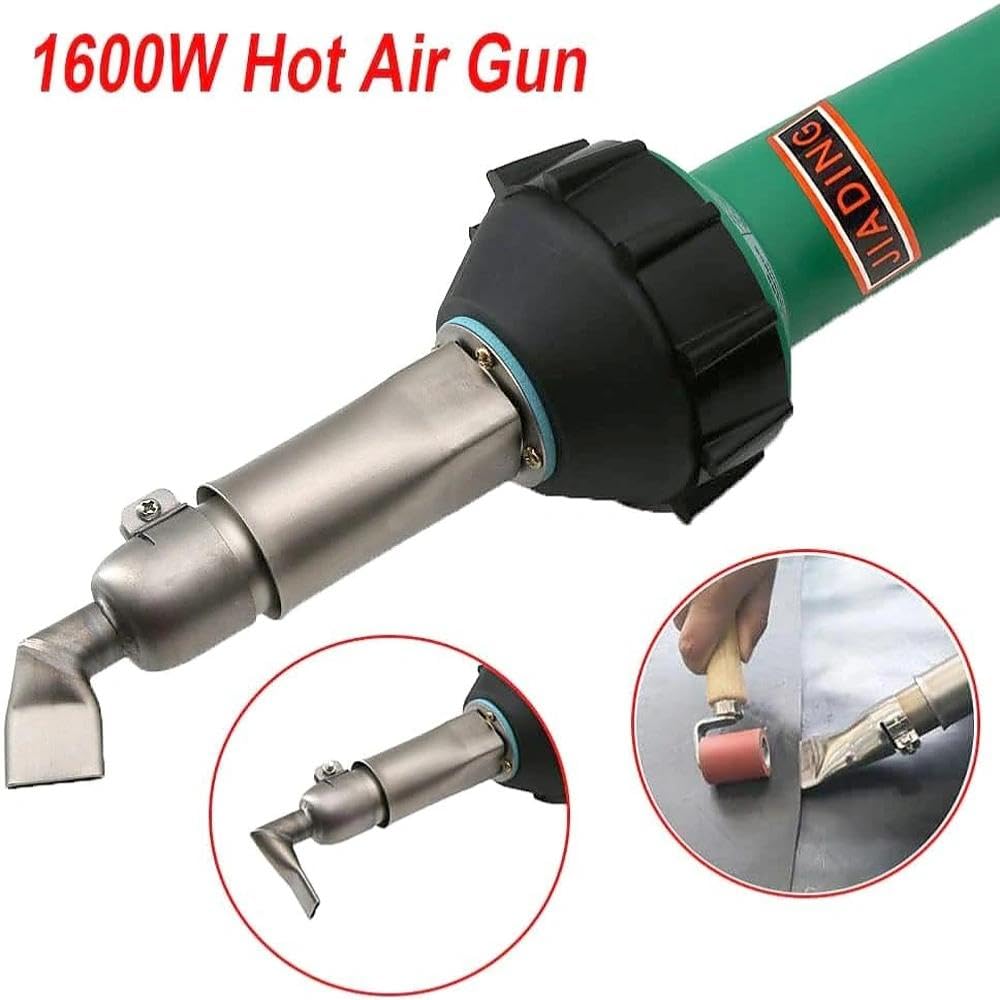 Pistola de soldadura de plástico de 110 V 1600 W, pistola de calor de aire caliente, temperatura ajustable, kit de soldadura TPO, accesorios de boquilla de velocidad, rodillo de delfín, gancho para