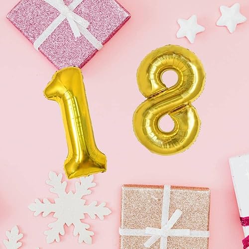 Miniatura 4 de Globos digitales de helio de 40 pulgadas con números dorados de Mylar para baby shower, fiesta de cumpleaños, celebración, decoraciones de