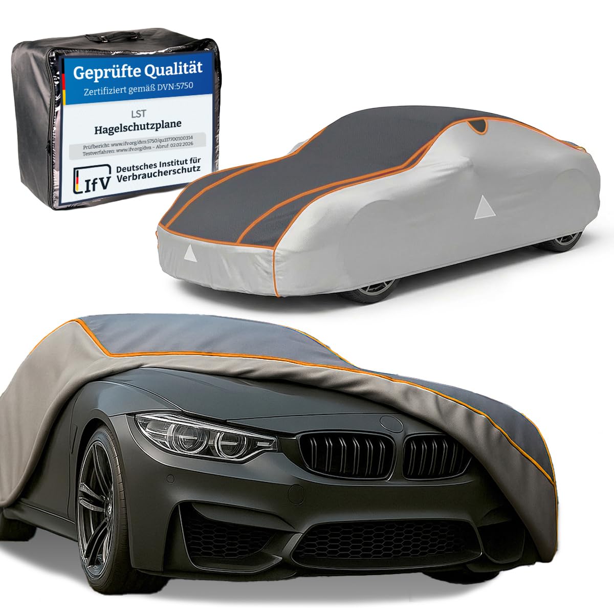 LST Hagelschutzplane Auto - Hagelschutz Abdeckplane Auto, 5mm Eva-Hybrid-Schaum, A​uto abdeckplane für Außenbereich A‌uto Abdeckung, Autogarage wasserabweisend (L max. Länge 470cm)