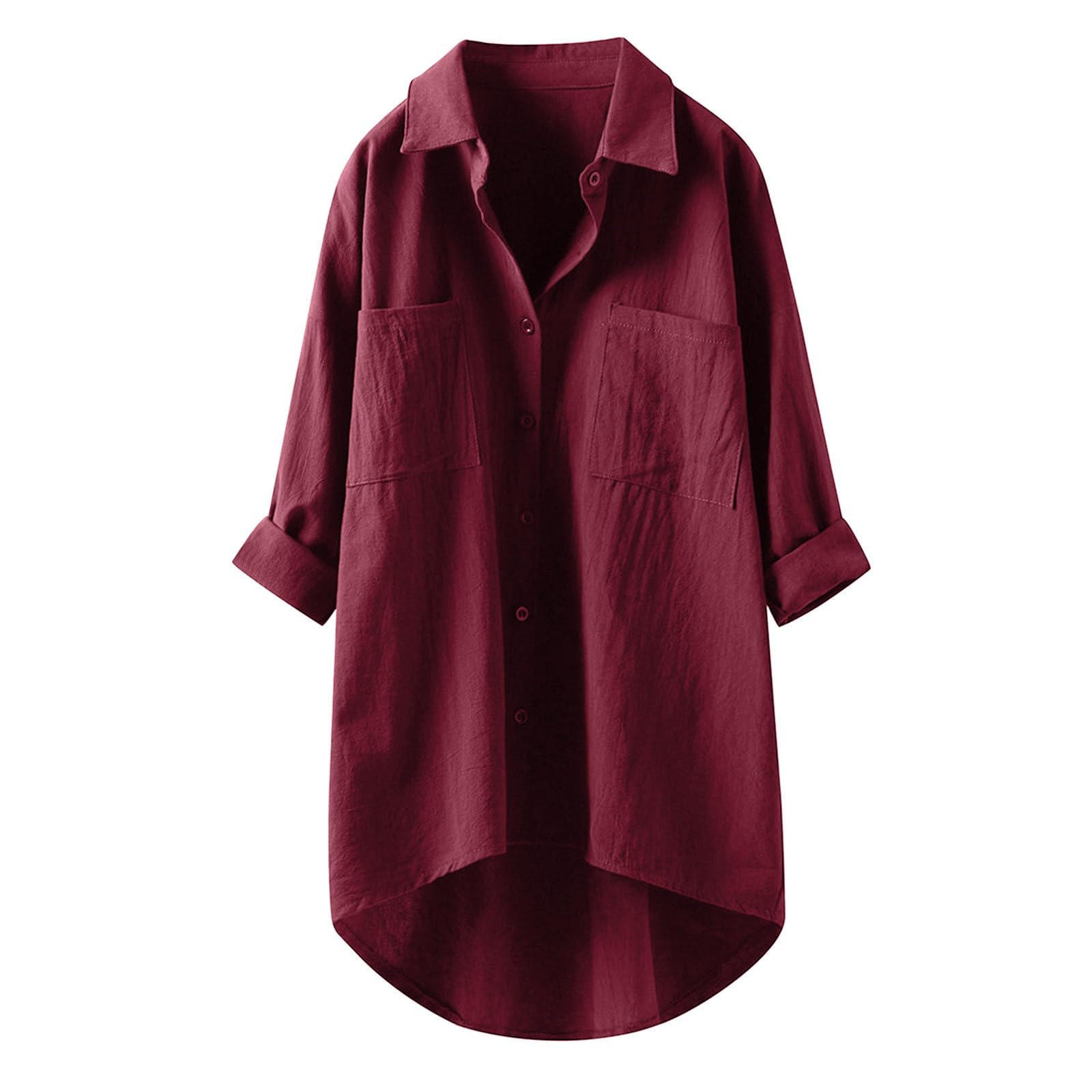 Camicie di lino a maniche lunghe Button Down 2026 per le donne Solid Vcation Summer Trendy Collared Linen Cotton Outfits Beach Garza Bluse Oversize Primavera Abbigliamento Fidanzato Leggero