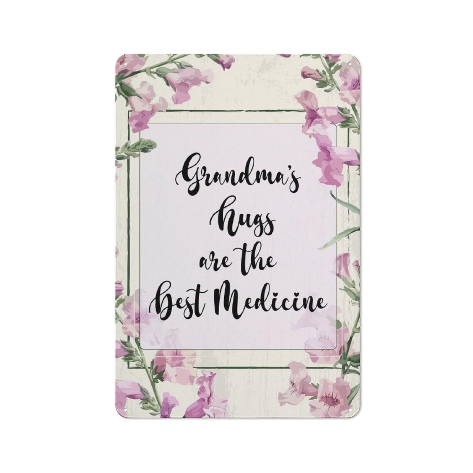 Junmoney Style-15 Grandmas Hugs Best Medicine Vintage Tin Sign 30X20cm, Old Fashioned Retro Room Decor For Bedroom, Office, Home Bar Or Dining Room