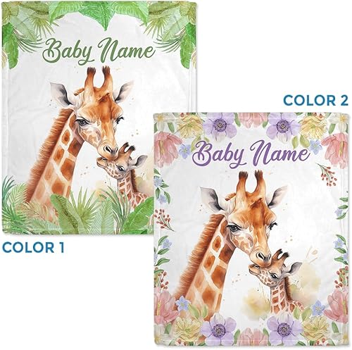 Miniatura 3 de Hyturtle Mantas de bebé personalizadas con nombre, mantas personalizadas para bebé niña, mantas personalizadas con temática de jirafa, manta de cama