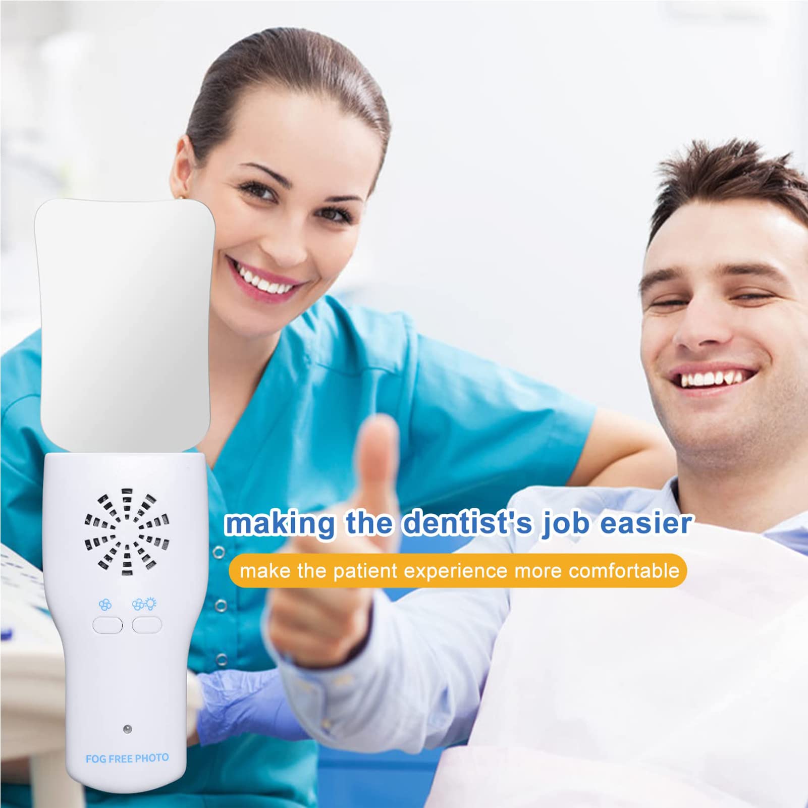 Fotoespejo Dental, Kit De Cuidado Dental Endoscópico Oral De 4 Piezas con Ventilador Y Reflector De Fotografía Oral Led, Espejo Dental con Luz En La Boca