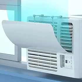 Defletor de ar condicionado para janela de batente, controlador de direção de ventilação CA ajustável, guia de fluxo de ar de PVC para unidade de parede, defletor de vento AC dividido, ar de
