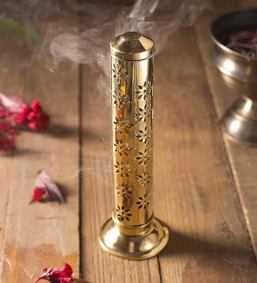 Brass Incense Sticks Holder Pure Brass Flower Agarbatti/Incense Stick Stand/Holder with Dust and Burn Safety Ash Catcher (Gold) (B0C7GLCM44) Amazon Price History, Amazon Price Tracker