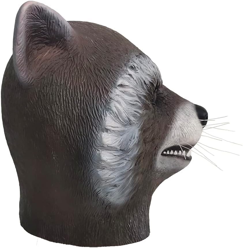 Furry Raccoon Latex Mask Realistic Mask Halloween Masquerade Cosplay Accessory for Adult