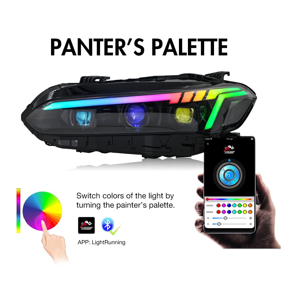 COOLCMP RGB Headlights for 11th Gen Honda Civic 2022-2024 Headlamp